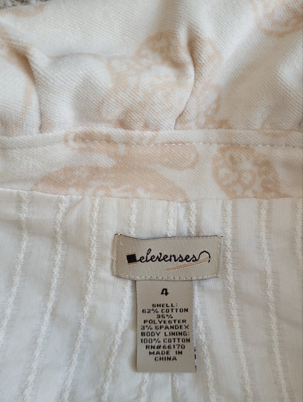 Anthropologie Elevenses Cream Latte Art Jacket Artsy Boho Size 4 - Picture 5 of 9